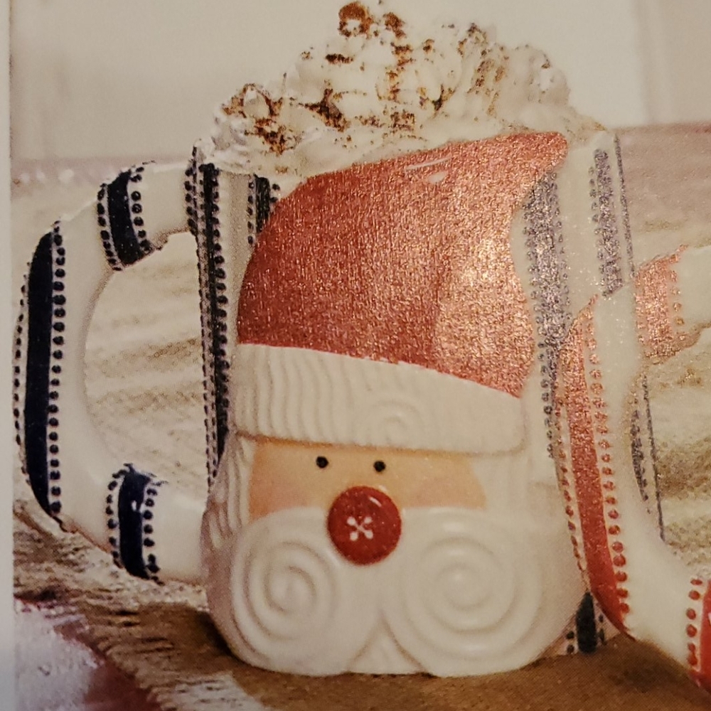 MUD-PIE SANTA TICKING BLUE STRIPE MUG - Picture 1 of 1